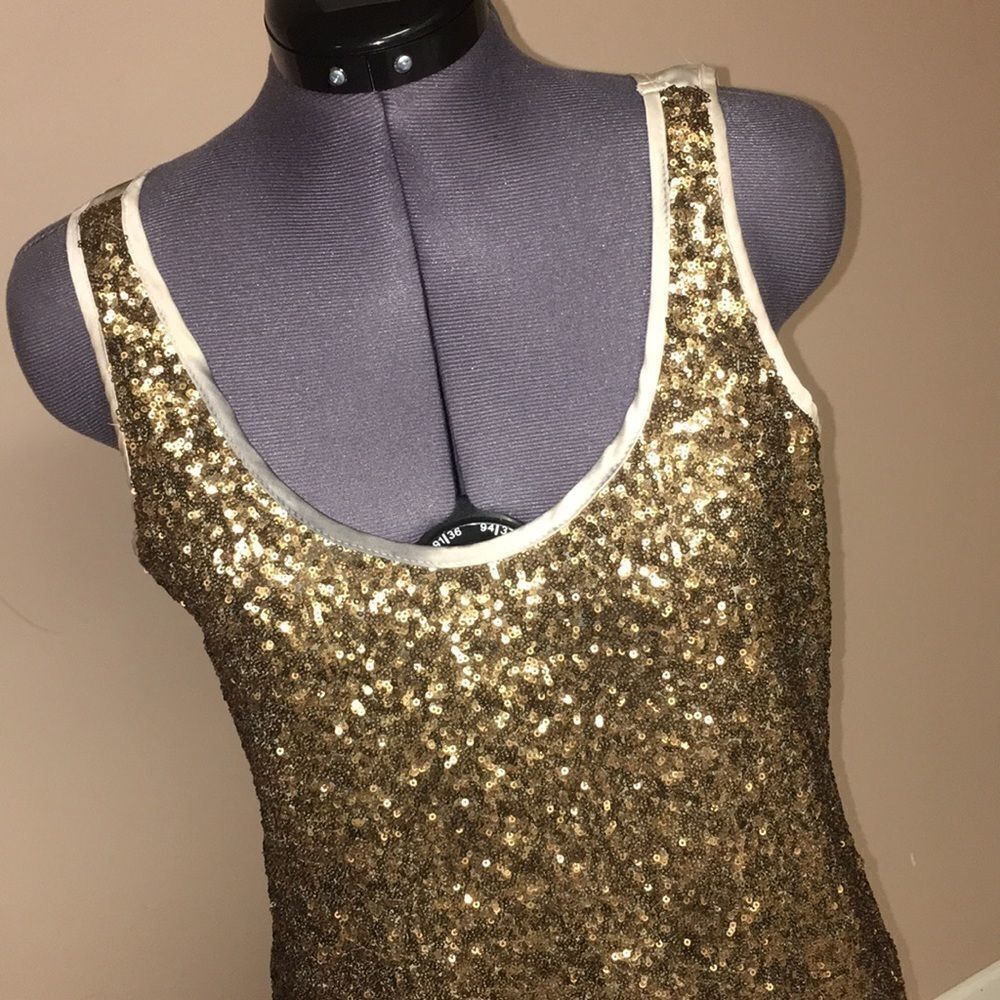 Gold sequin tank size small